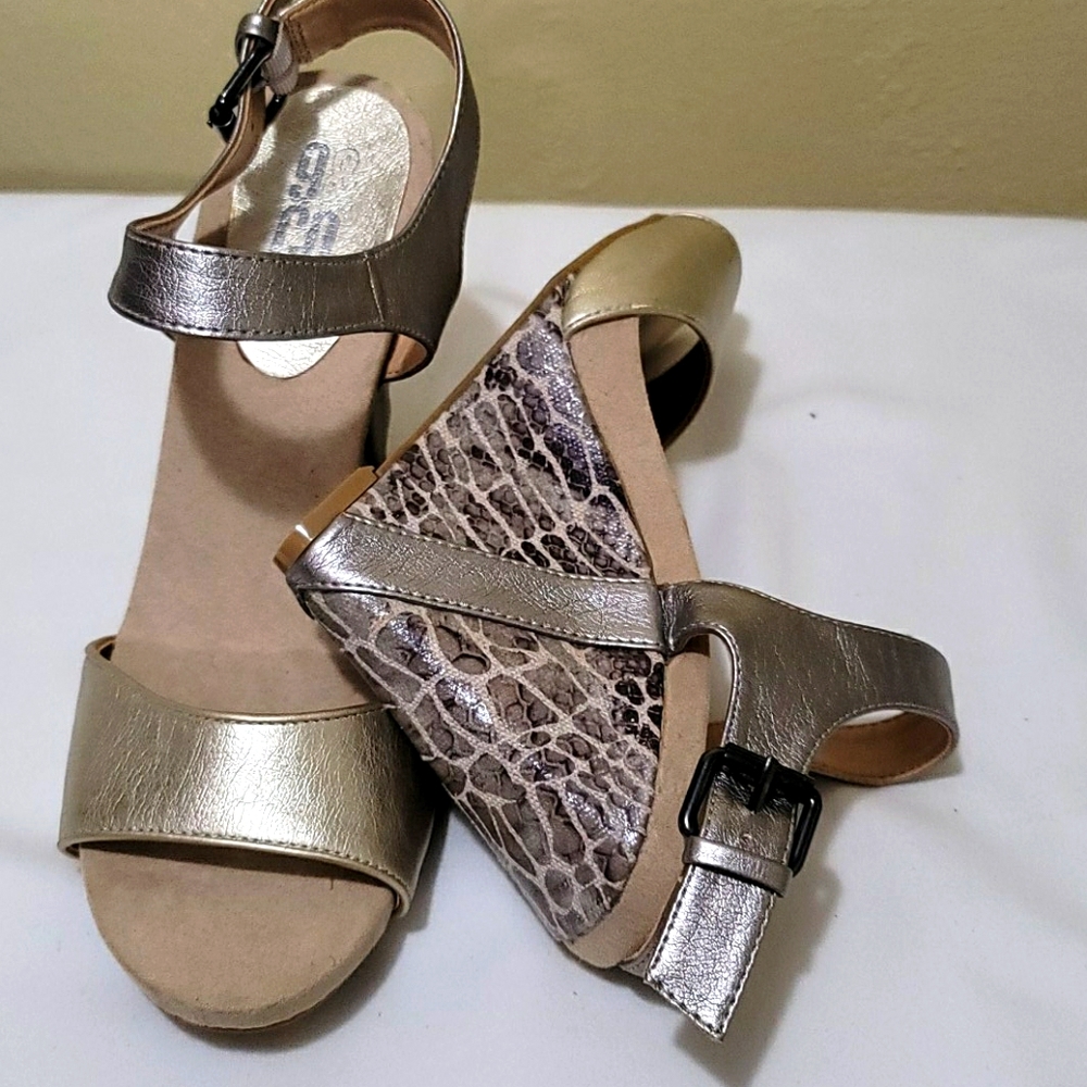 Silver Gold Leopard Wedges